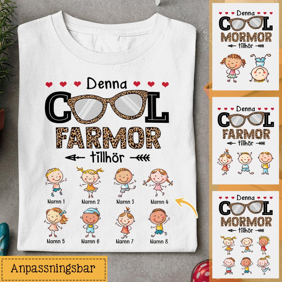 Personlig T-shirt till Mormor Farmor | Personlig presenter till Farmor | Denna Cool Farmor Mormor Tillhör