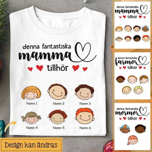 Personlig T-shirt till Mamma | Personlig presenter till  Mormor Farmor | Denna Fantastiska Mormor Farmor Mamma Tillhör