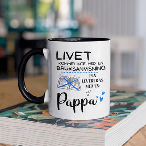 Personlig krus til pappa - Livet kommer ikke med en bruksanvisning, det kommer med en: pappa