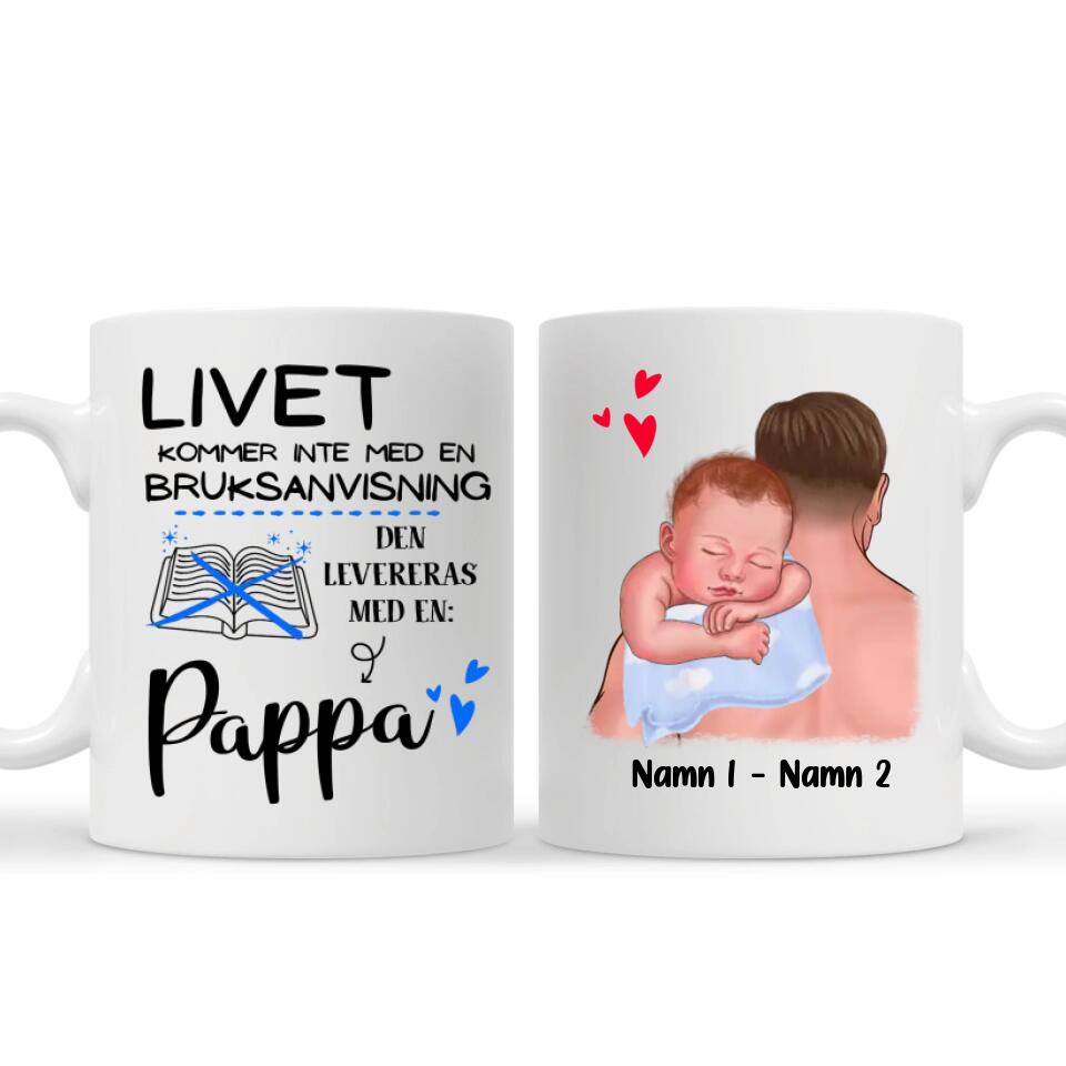 Personlig mugg till pappa | Personlig presenter till far | Livet kommer inte med en bruksanvisning, den levereras med en: Pappa