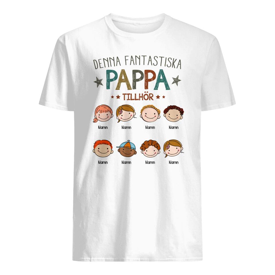 Personlig t-shirt till pappa | Personlig presenter till far morfar farfar | Denna Fantastiska Pappa Tillhör