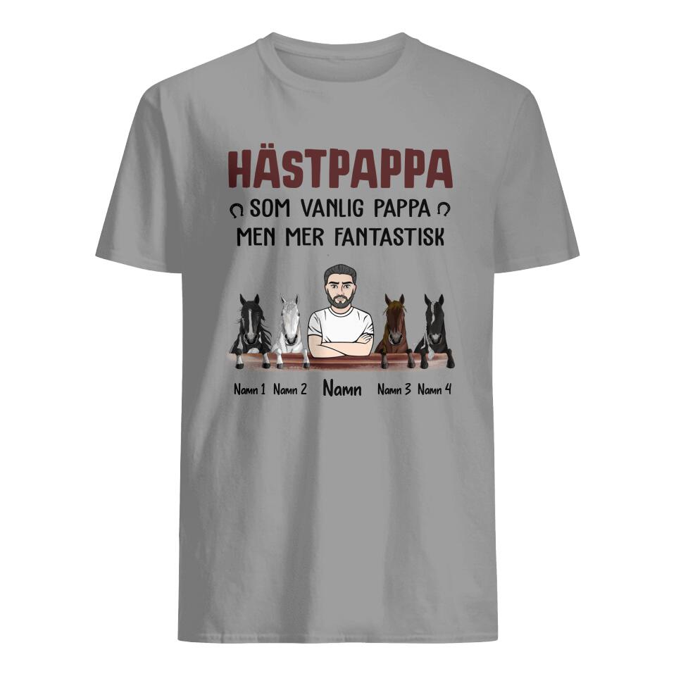 Personlig t-shirt till pappa | Personlig presenter till far | Hästpappa t-shirt för hästälskare