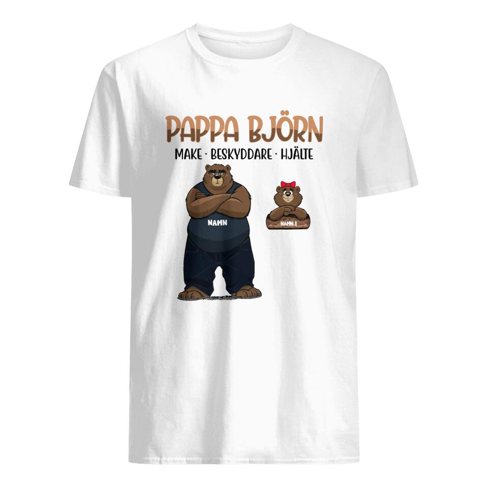 Pappa Björn make beskyddare hjälte - Personlig T-shirt till Pappa