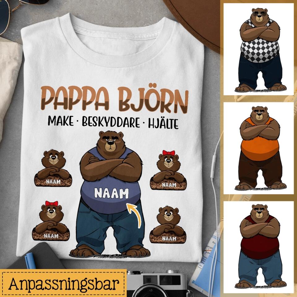 Pappa Björn make beskyddare hjälte - Personlig T-shirt till Pappa