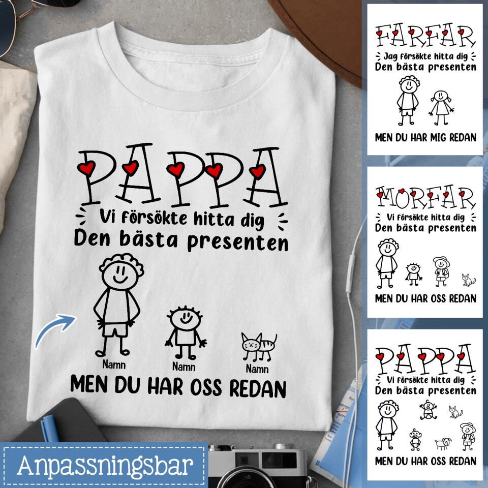 Personlig t-shirt til far | Personlig gave til far, bedstefar, bedstefar | Bedste gave til fars dag