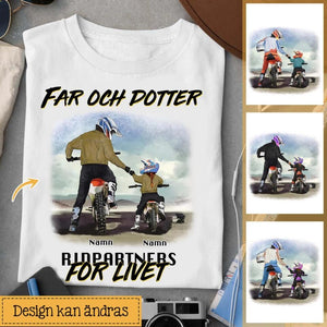Personlig t-skjorte til pappa - Far og sønn/datter Ridepartnere for livet