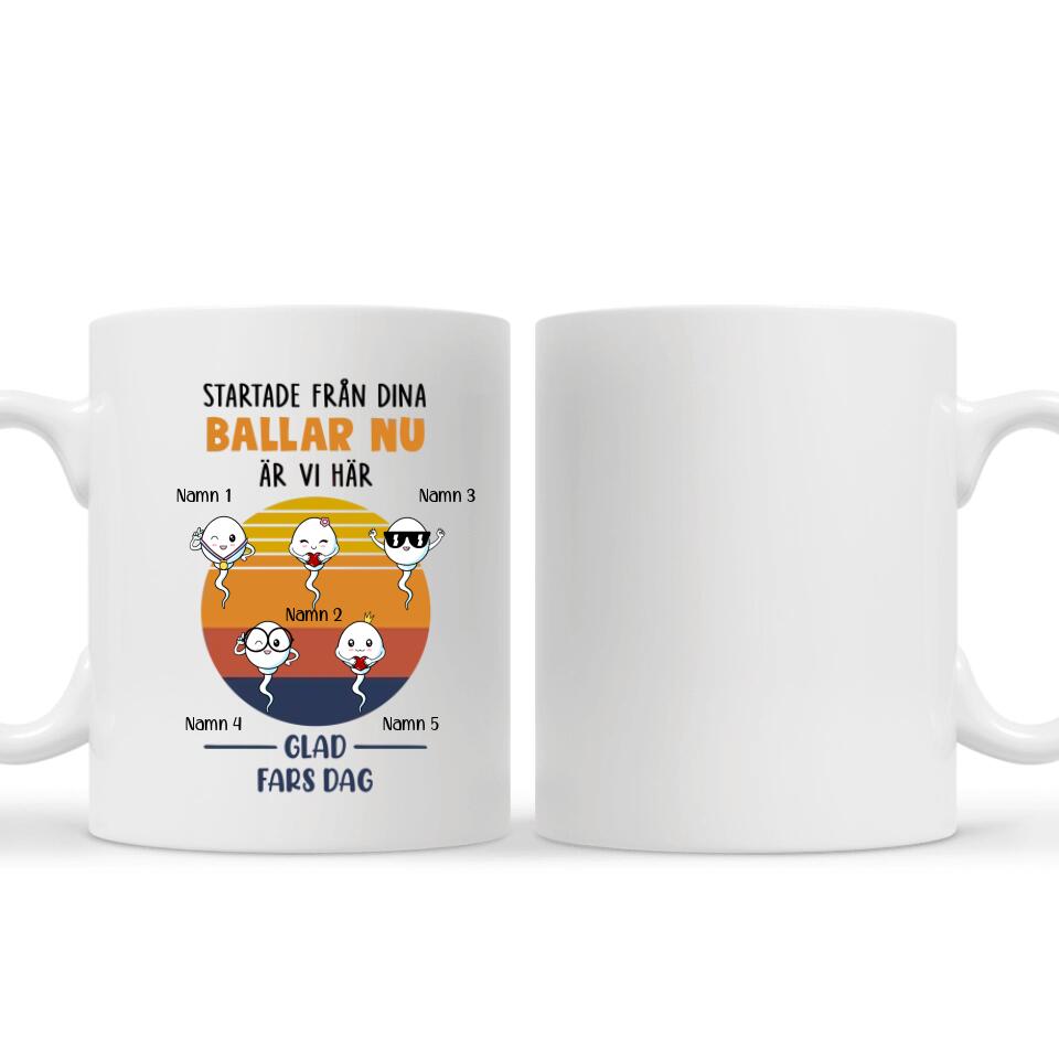 Personlig mugg till pappa | Personlig presenter till far | rolig mugg Startade från dina  ballar nu  är jag här
