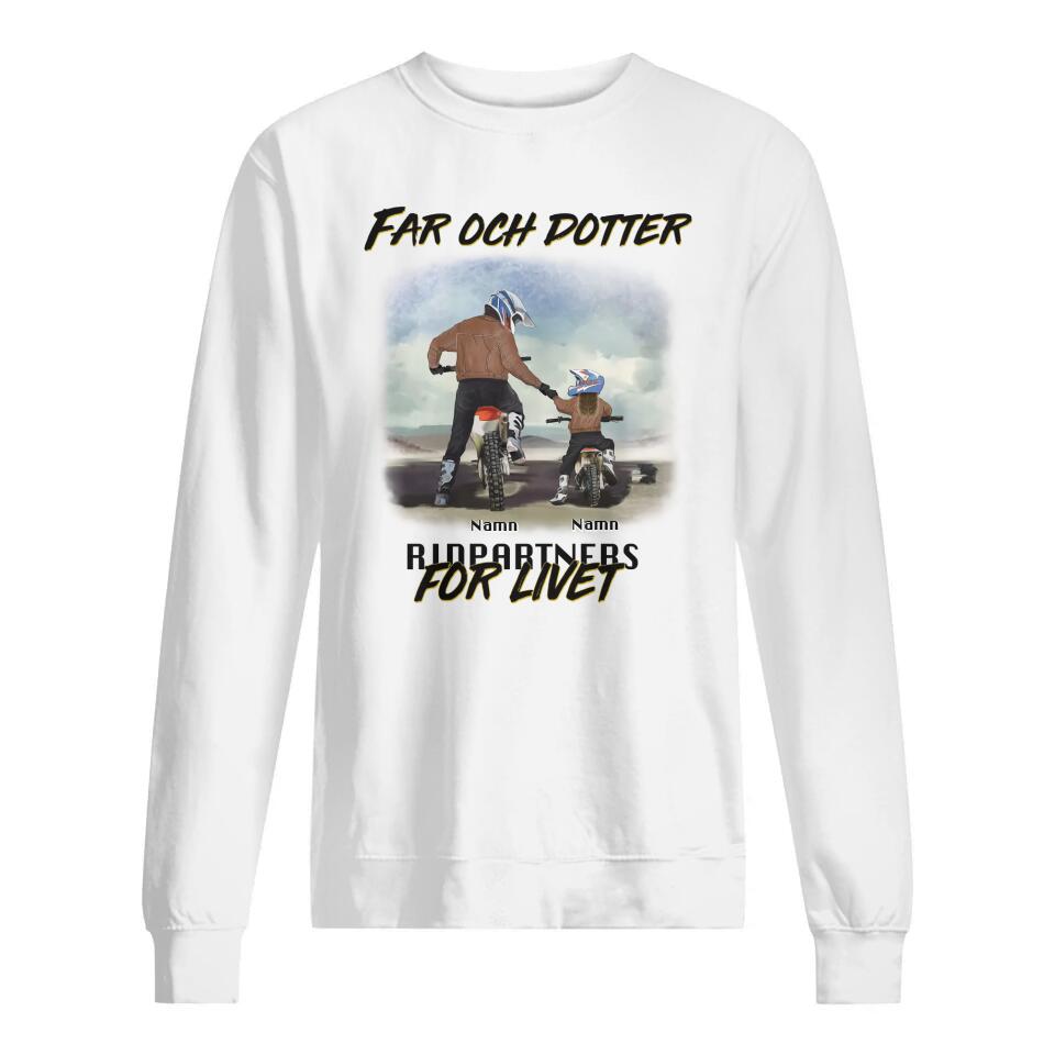 Personlig t-shirt till pappa | Personlig presenter till far | Far och son/dotter Ryttarpartner  för livet