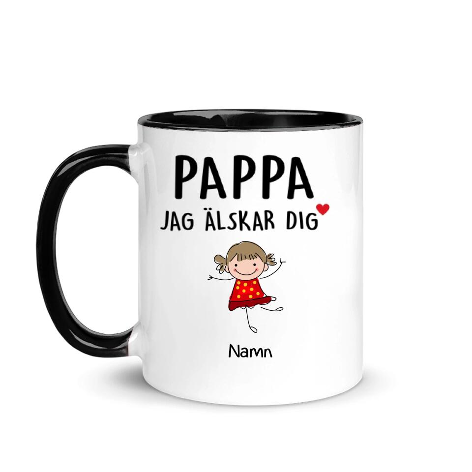 Personlig mugg till pappa | Personlig presenter till farfar morfar | Pappa Jag älskar dig