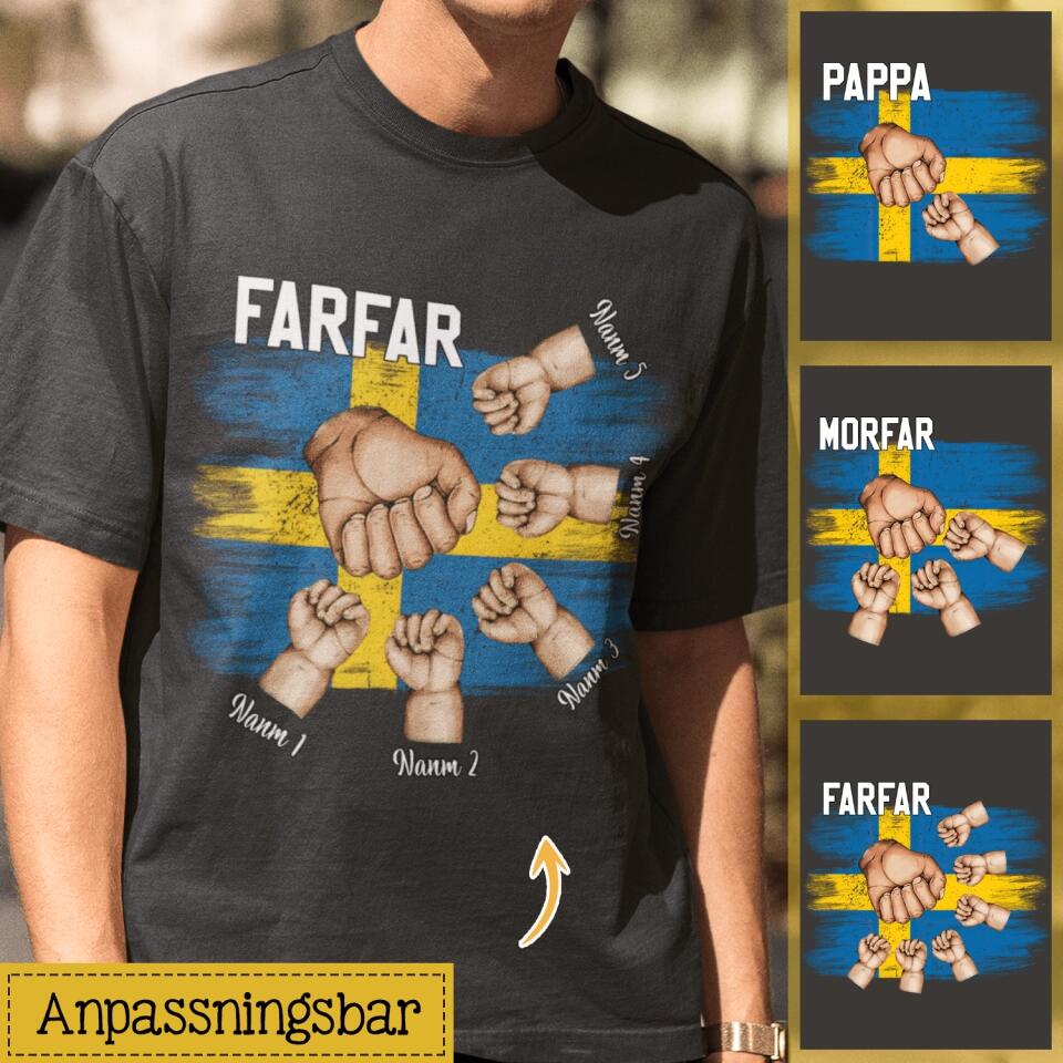 Personlig t-shirt till pappa | Personlig presenter till far | Pappas handflagga