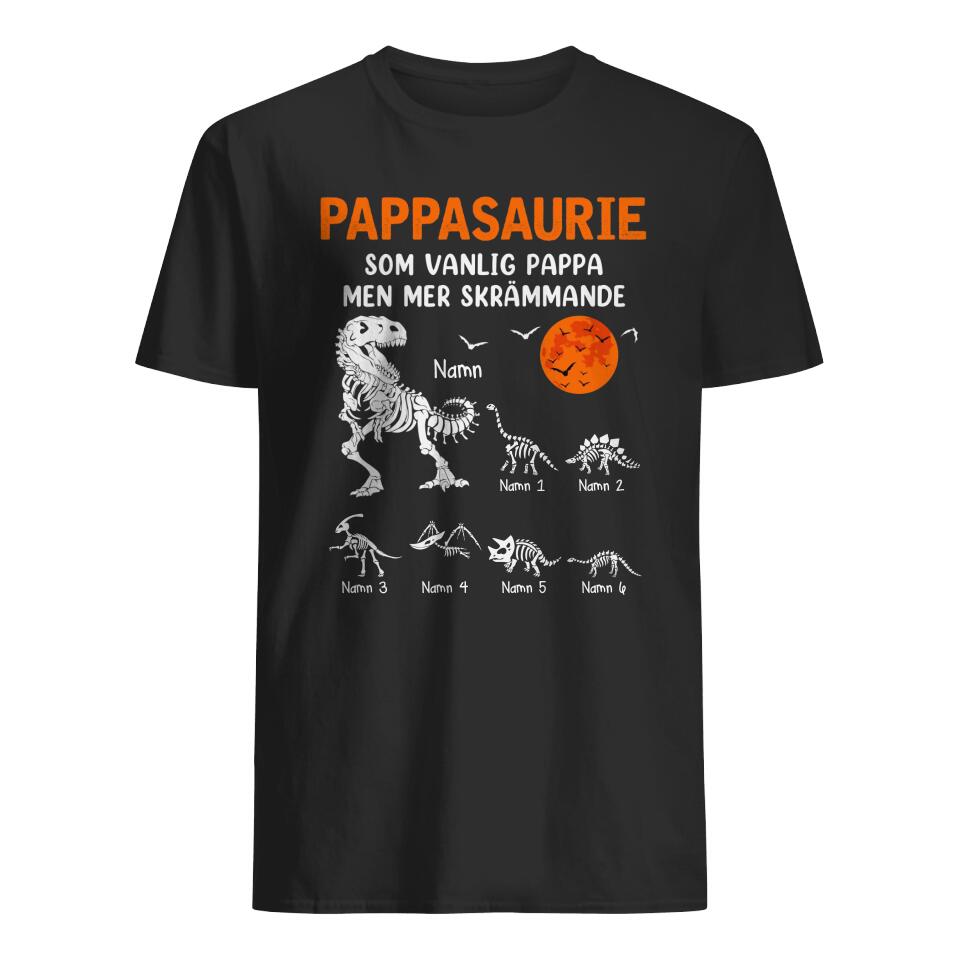 Personlig t-shirt till pappa | Personlig presenter till far | Pappasaurie | Som Vanlig Pappa Men Mer Skrämmande