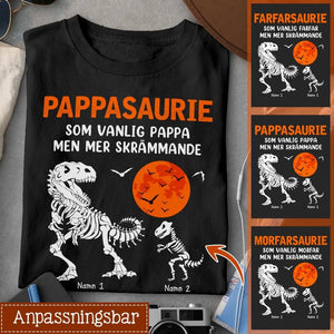 Personlig t-shirt till pappa | Personlig presenter till far | Pappasaurie | Som Vanlig Pappa Men Mer Skrämmande