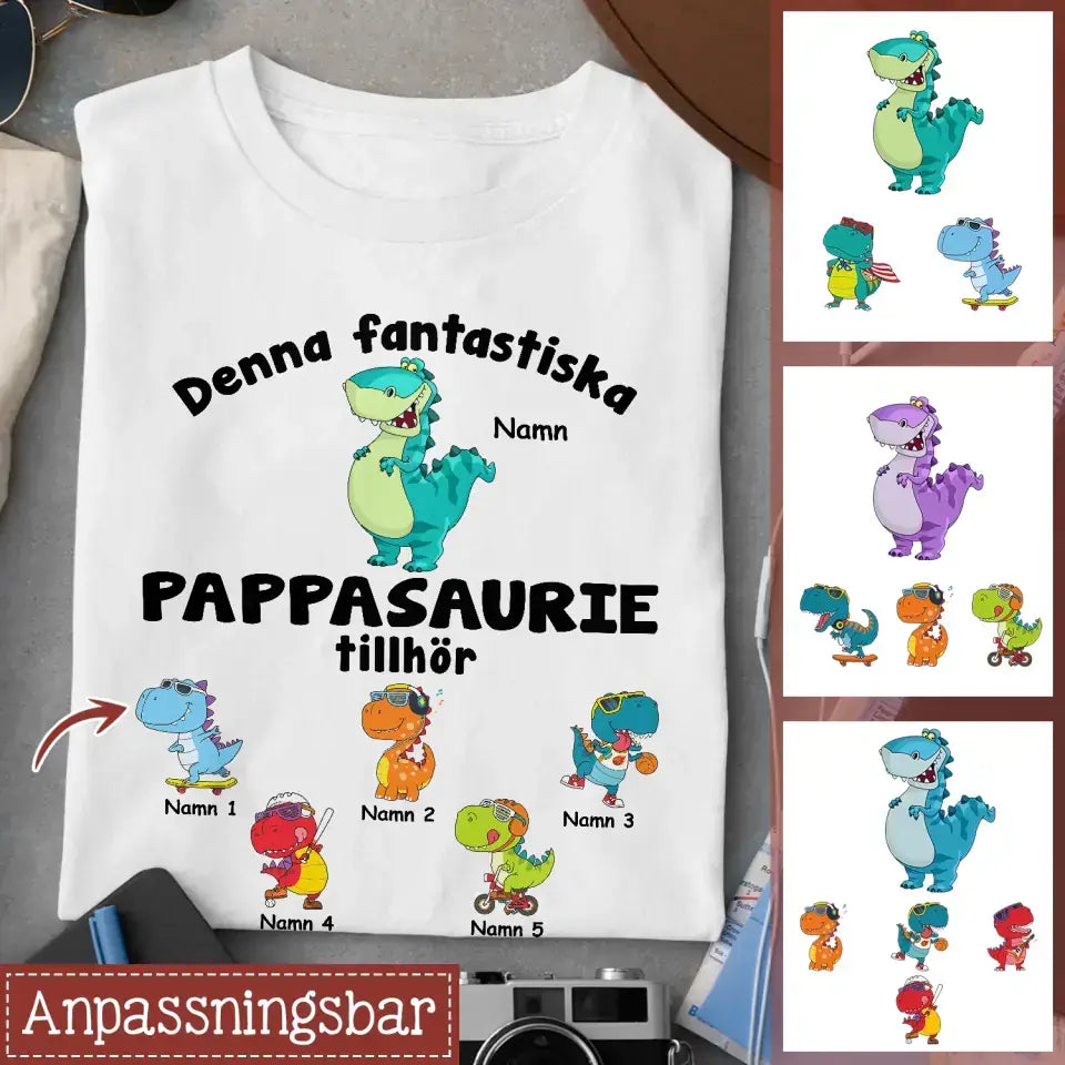 Fantastiska Pappasaurie - Personlig T-shirt till Pappa