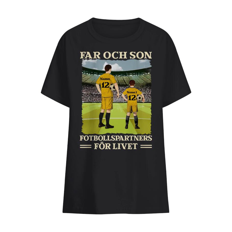 Personlig t-shirt till pappa | Personlig presenter till far | Far och son dotter Fotbollspartners för livet