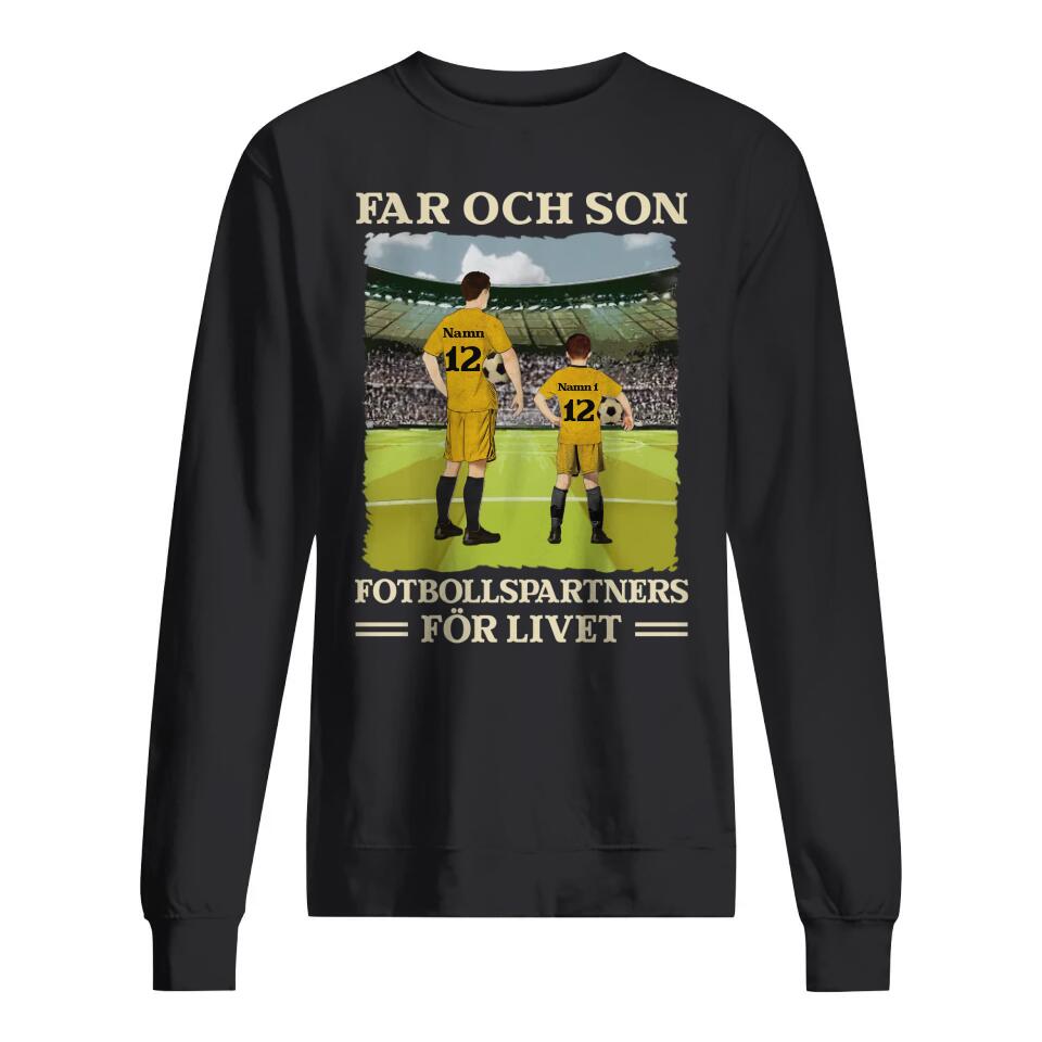 Personlig t-shirt till pappa | Personlig presenter till far | Far och son dotter Fotbollspartners för livet