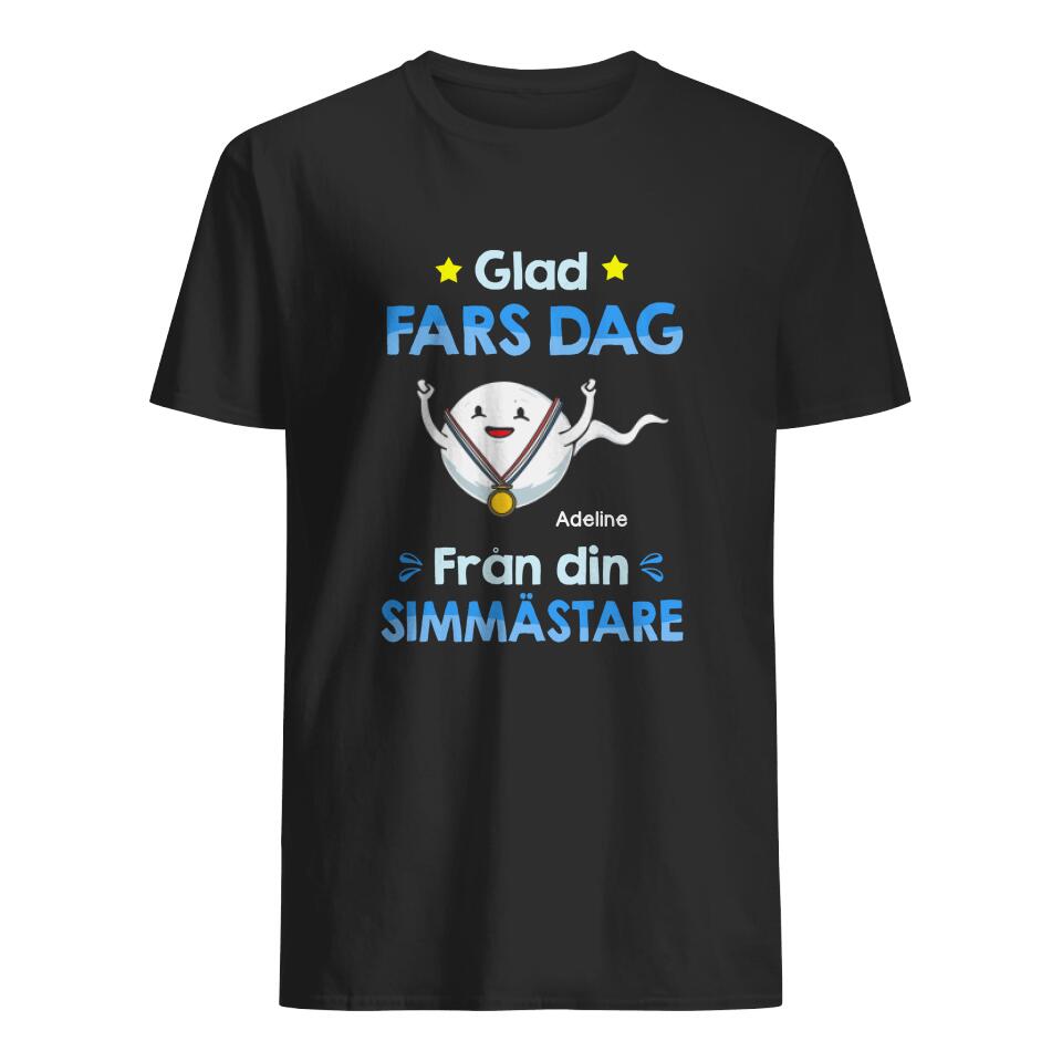 Personlig t-shirt till pappa | Personlig presenter till far | Glad fars dag från dina simmästare