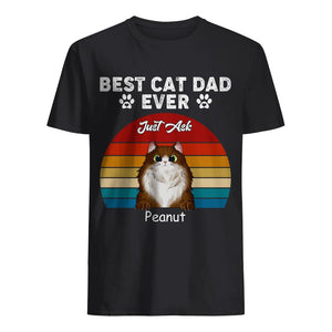 Personlig t-shirt till pappa | Personlig presenter till far | Bästa Kattpappan Någonsin