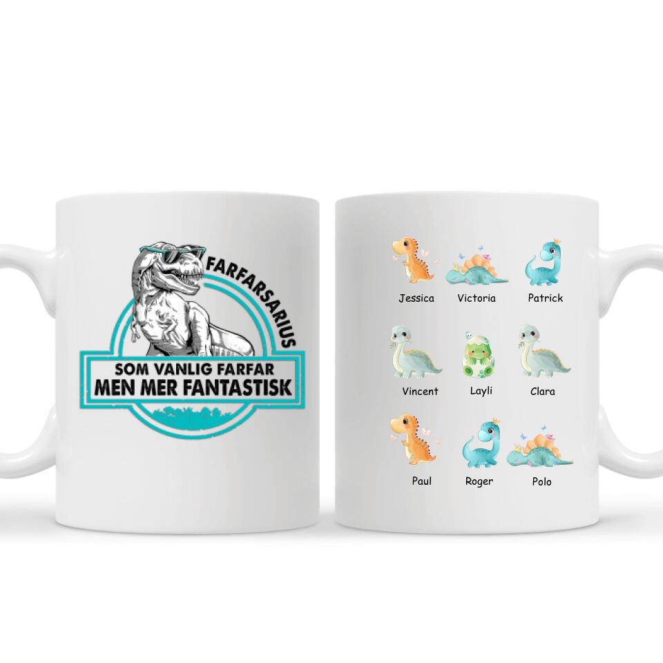 Personlig krus til bestefar | Personlige gaver til bestefar | Tilpassbar Grandfathersaurus Fantastisk og baby