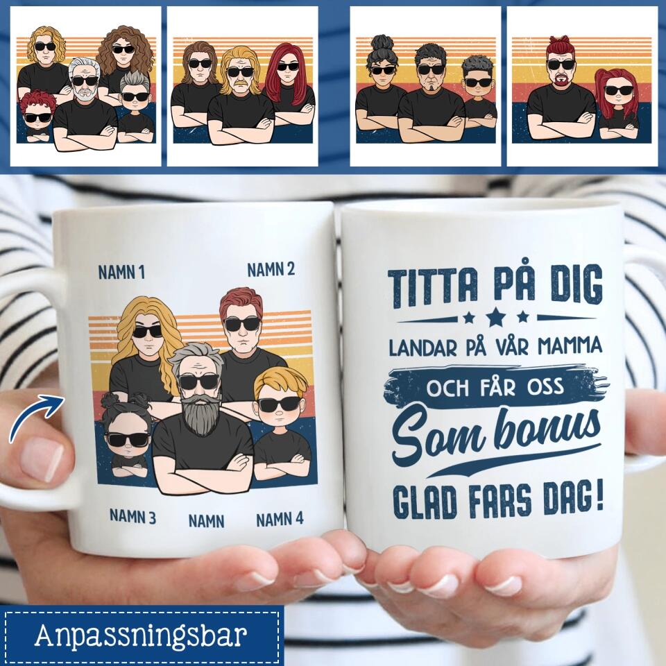 Får os som en bonus - Personligt krus til Bonusfar