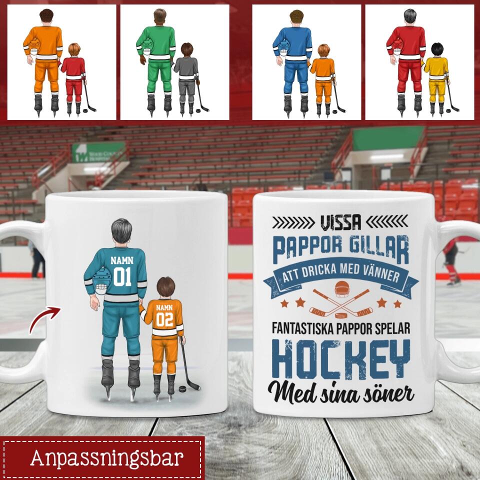 Personligt krus fra datter og søn til far | Personlige gaver til far | Fantastiske fædre spiller hockey