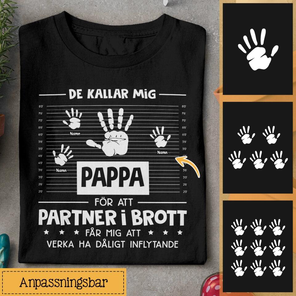 Personlig t-shirt till pappa | Personlig presenter till far | Pappa partner i brott