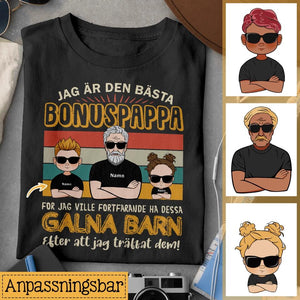 Personlig t-shirt till bonuspappa | Personlig presenter till far | Jag är den bästa  bonuspappa