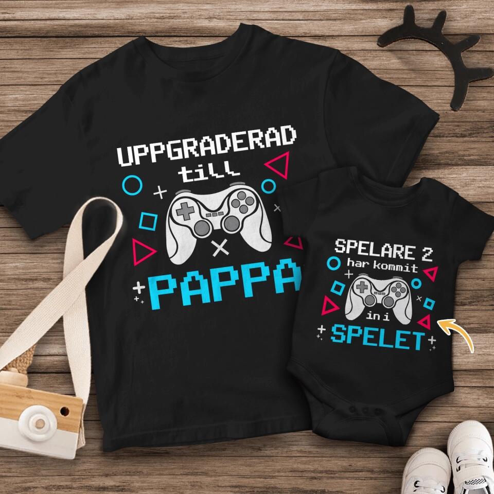 Personlig t-shirt til nybagt far | Første fars dags gave | Opgraderet til far