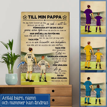 Personlig Kanvas till pappa | Personlig presenter till far | Till fotbollspappa från dotter och son