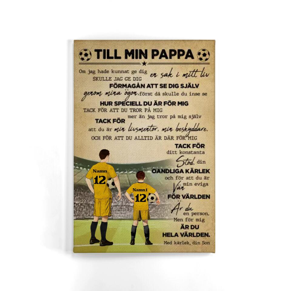 Personlig Kanvas till pappa | Personlig presenter till far | Till fotbollspappa från dotter och son
