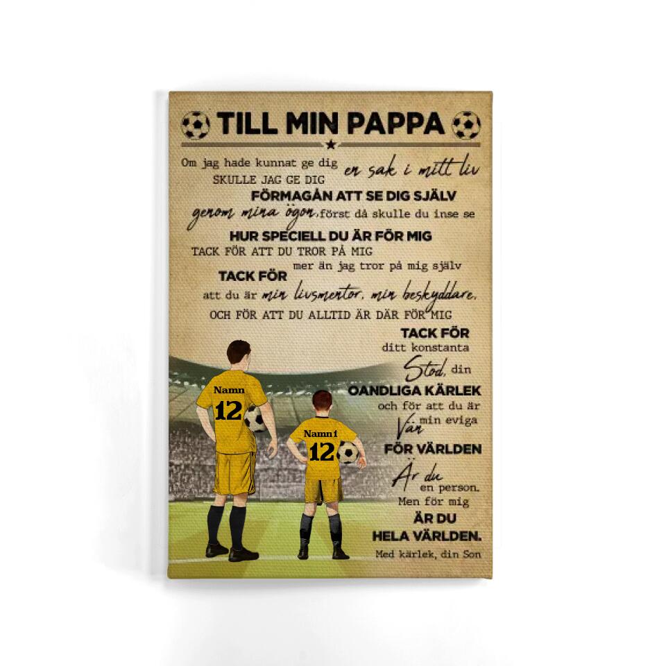 Personlig Kanvas till pappa | Personlig presenter till far | Till fotbollspappa från dotter och son