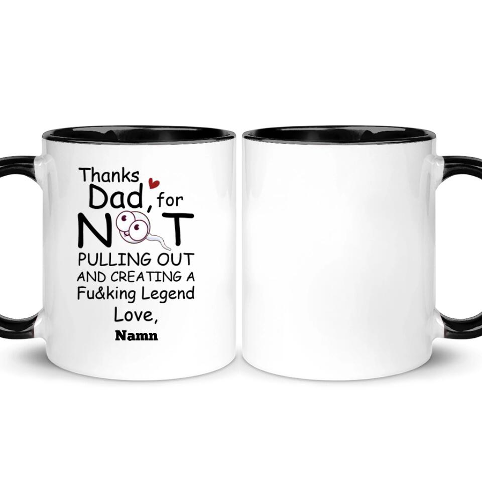 Personlig mugg till pappa | Personlig presenter till far | Rolig mugg Tack Pappa Thanks dad for create legend
