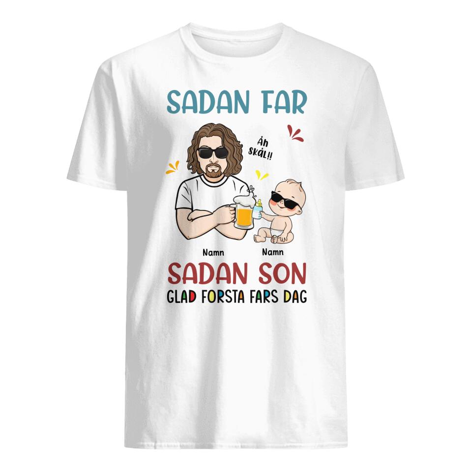 Personlig t-skjorte til nybakt far - Matchende klær far barn Sadan far sadan sønn