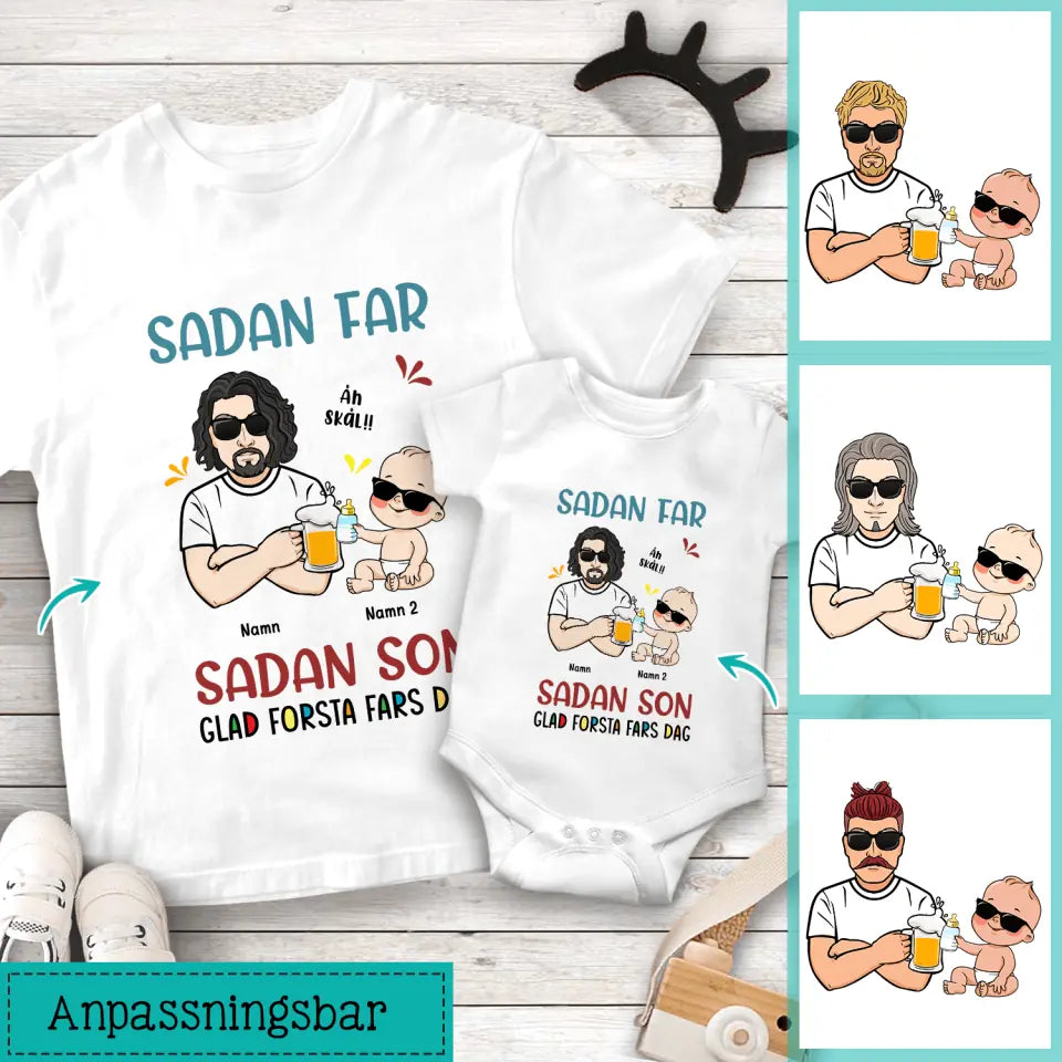 Sadan far sadan son - Matchande T-shirt till Pappa och bebis