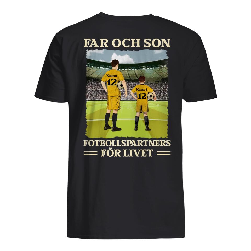 Personlig t-shirt till pappa | Personlig presenter till far | Far och son dotter Fotbollspartners för livet