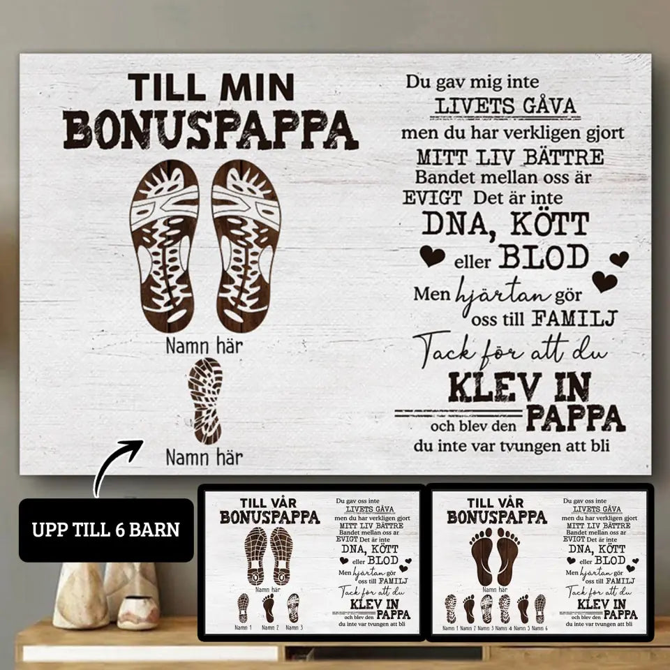 Personlig lerret for bonuspappa | Personlige gaver til pappa | Det er ikke DNA-kjøtt eller blod