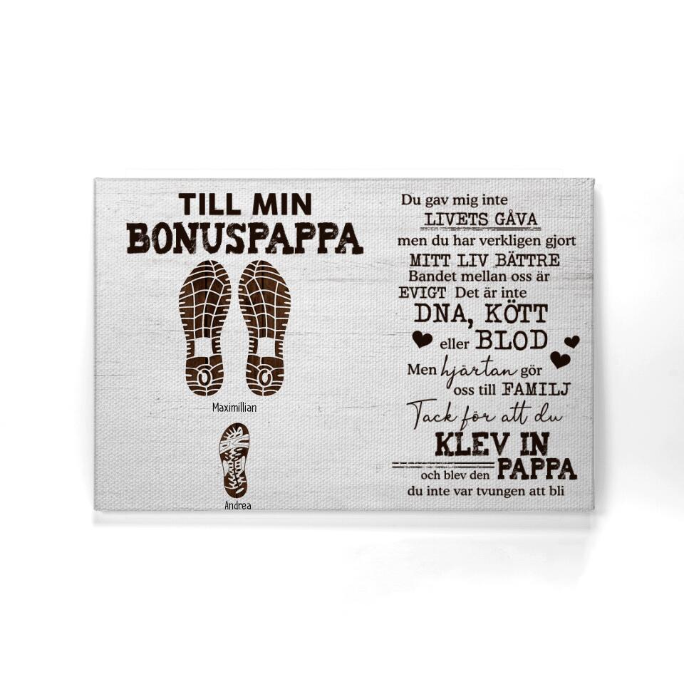Personlig Kanvas till Bonuspappa | Personlig presenter till pappa | Det är Inte DNA Kött Eller Blod