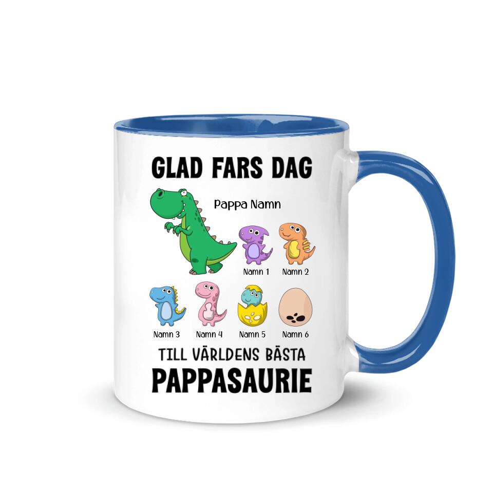 Personlig mugg till pappa | Personlig present till far | Glad Fars Dag Till Världens Bästa Pappasaurie