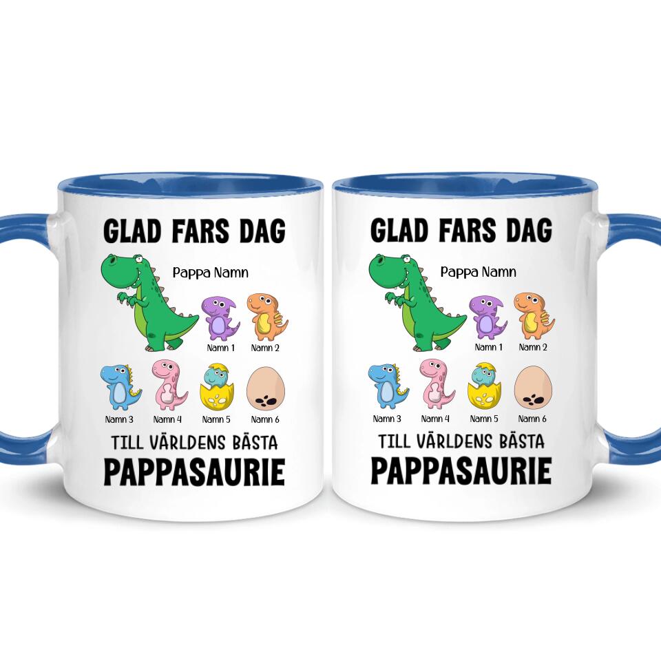 Personlig mugg till pappa | Personlig present till far | Glad Fars Dag Till Världens Bästa Pappasaurie