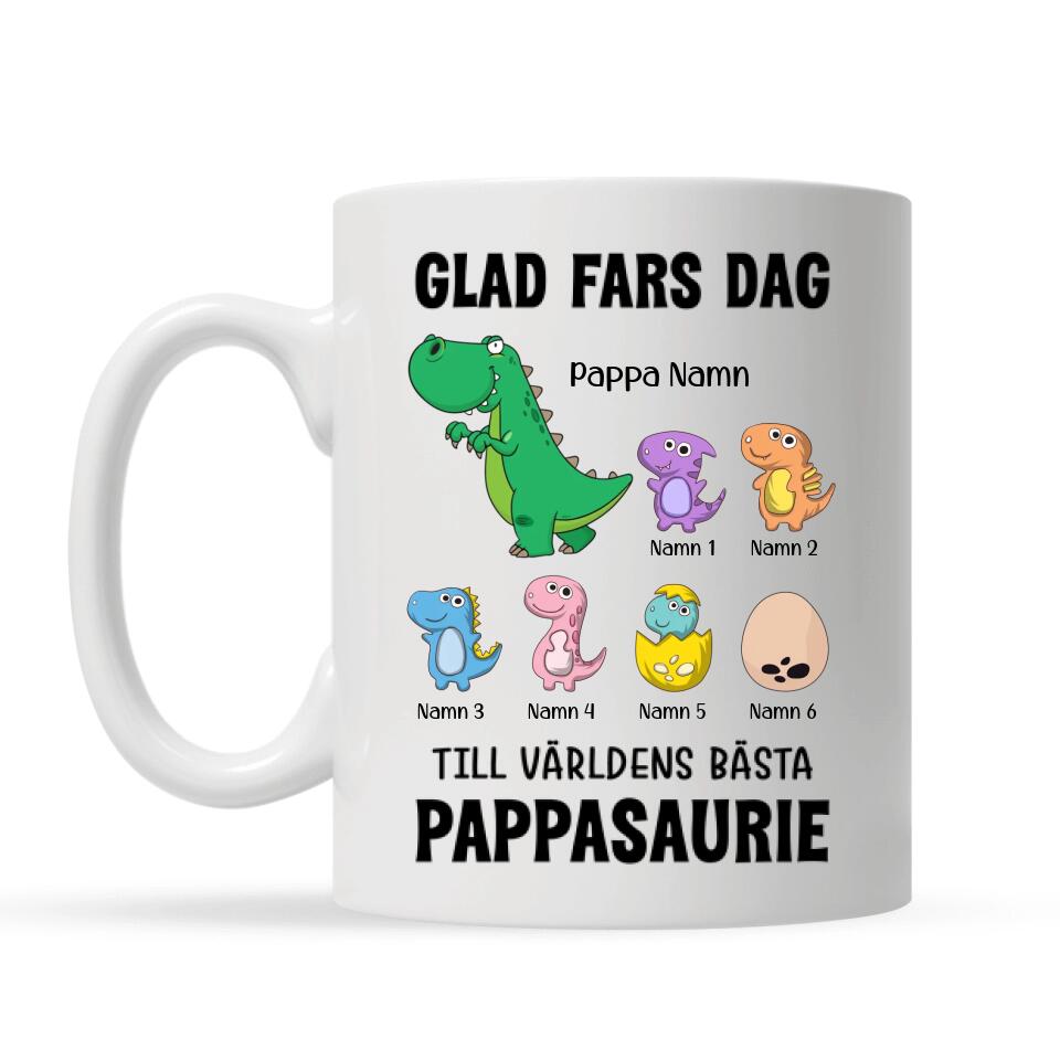 Personlig mugg till pappa | Personlig present till far | Glad Fars Dag Till Världens Bästa Pappasaurie
