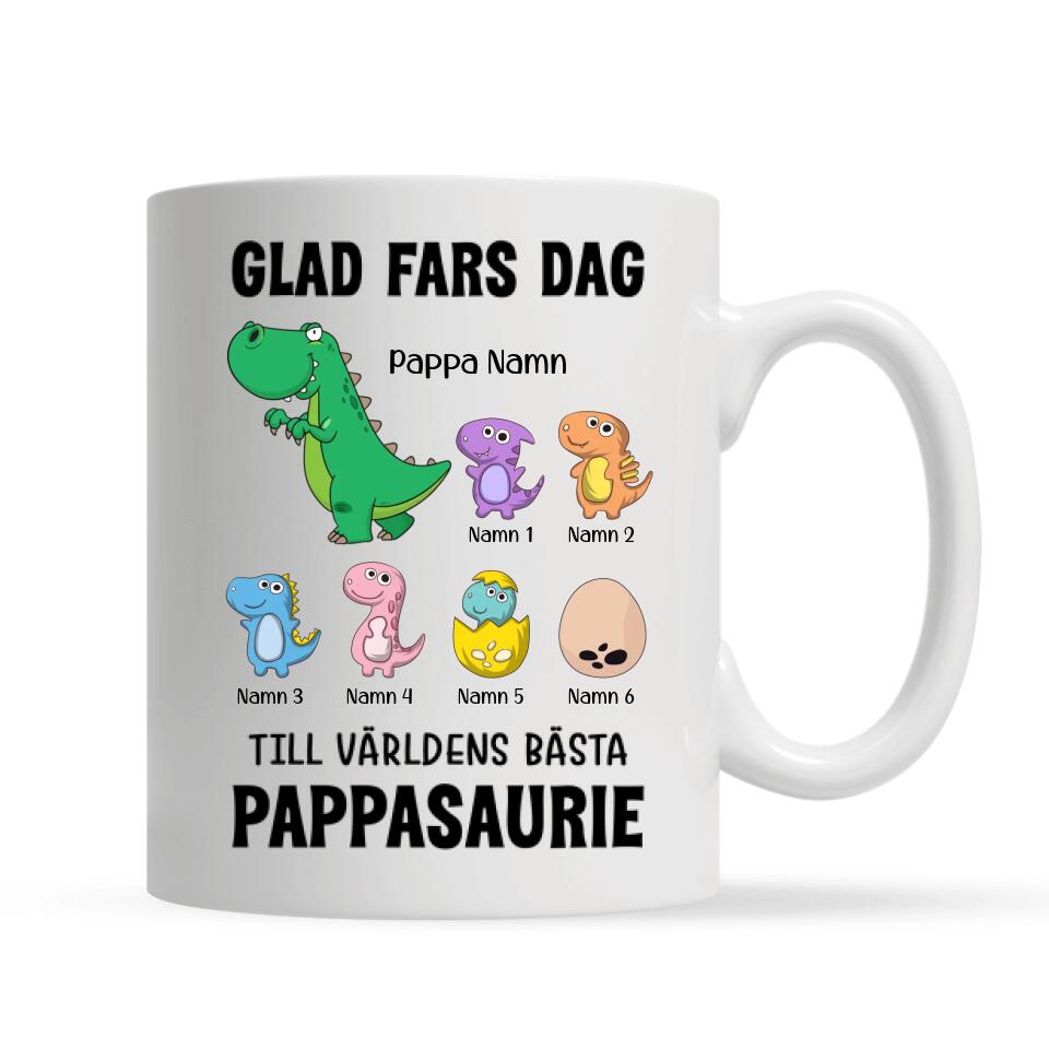 Personlig mugg till pappa | Personlig present till far | Glad Fars Dag Till Världens Bästa Pappasaurie