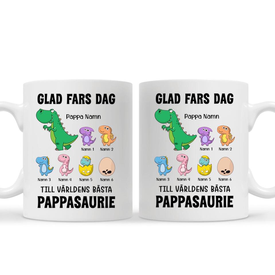 Personlig mugg till pappa | Personlig present till far | Glad Fars Dag Till Världens Bästa Pappasaurie