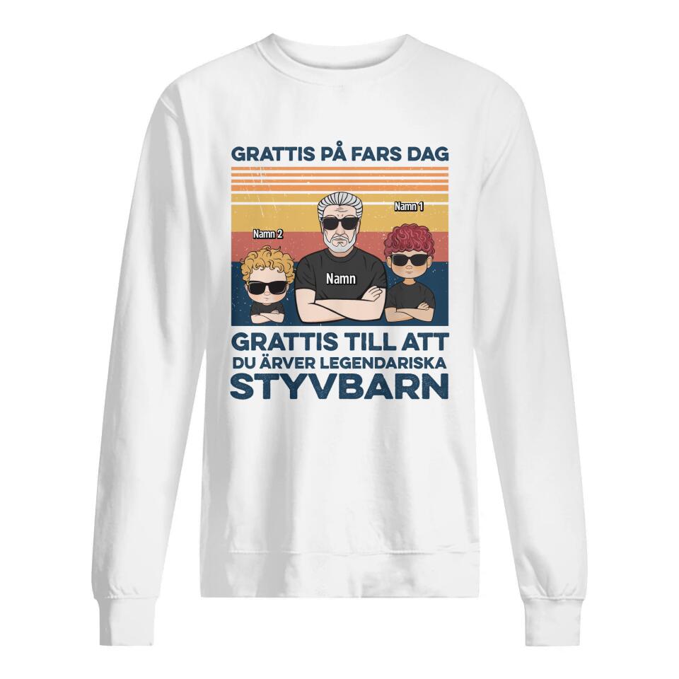 Personlig t-shirt till bonuspappa | Personlig presenter till far | Grattis till att du ärver ett legendariskt styvbarn