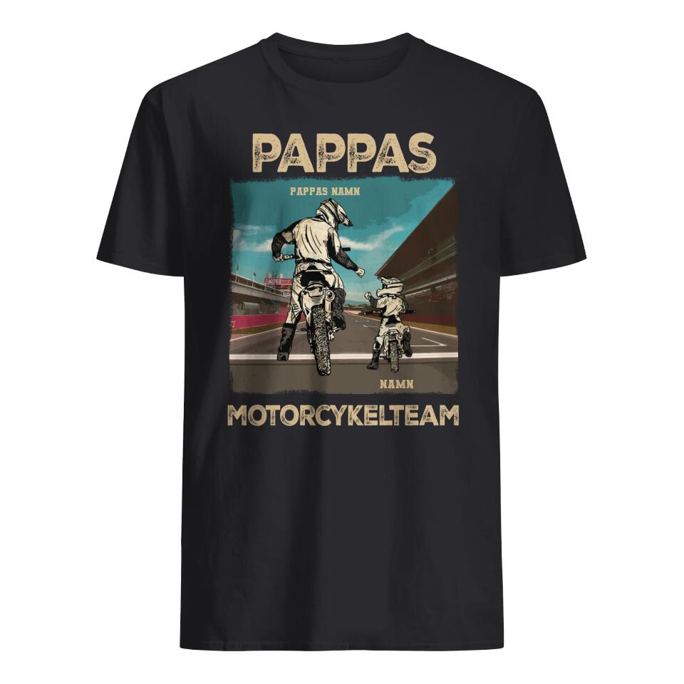 Personlig t-skjorte til pappa - pappas motorsykkelteam