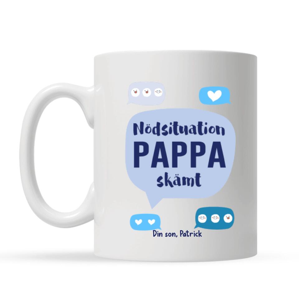 Personlig rolig mugg till Pappa | Personlig presenter till far | Nödsituation Pappaskämt