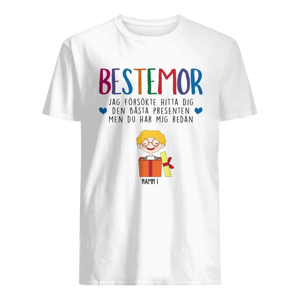 Personlig T-shirt till Mormor | Personlig presenter till Mormor| Bestemor, Vi Försökte Hitta Dig