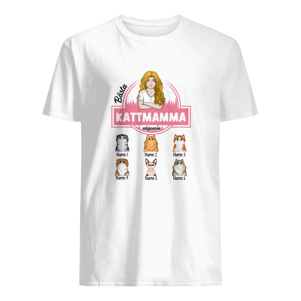 Personlig T-shirt till Kattmamma | Personlig presenter till Kattälskare| Bästa Kattmamma Någonsin