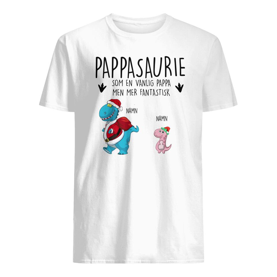 Personlig T-skjorte til pappa | Personlige gaver til far| Papasauri jul