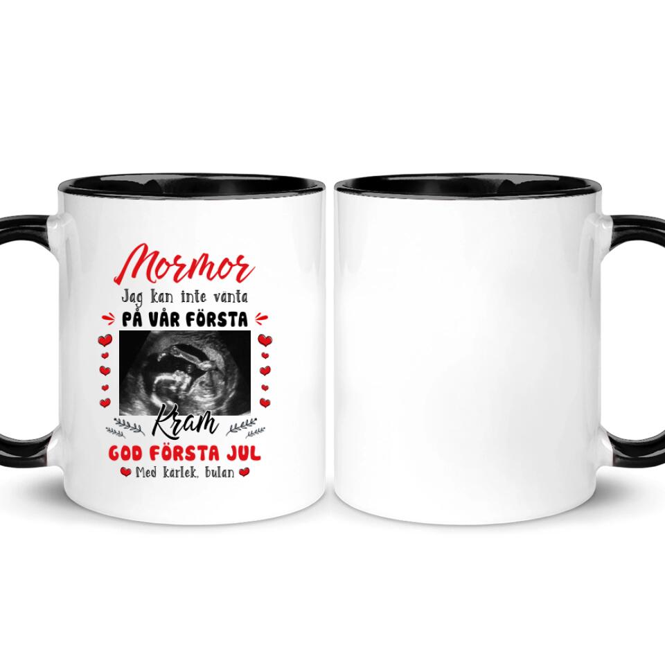 Personlig mugg till mormor | Personlig presenter till mormor | God första jul Mormor