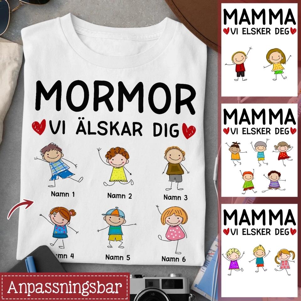Personlig T-skjorte til Mor Bestemor Bestemor | Personlige gaver til mor bestemor bestemor | Mamma Bestemor Bestemor Jeg elsker deg