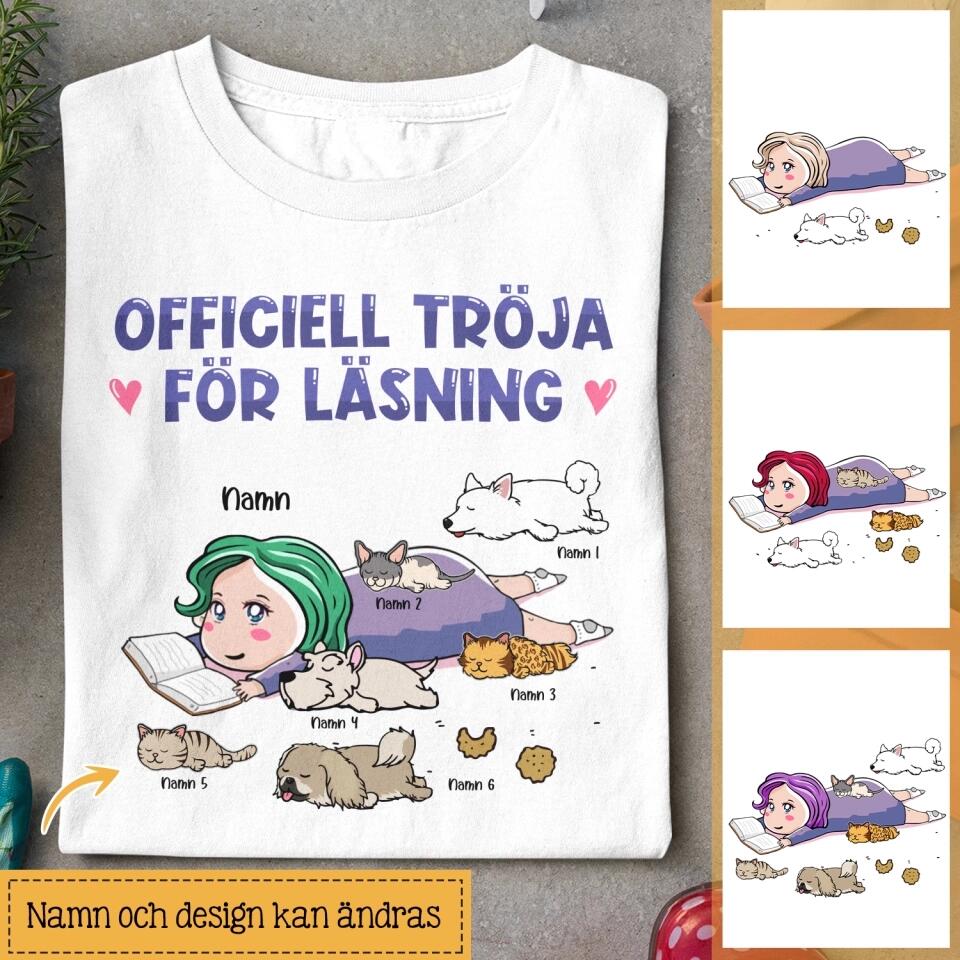 Personlig T-shirt till Hundälskare Och Kattälskare | Personlig presenter till kvinnor | Officiell Tröja  För Läsning